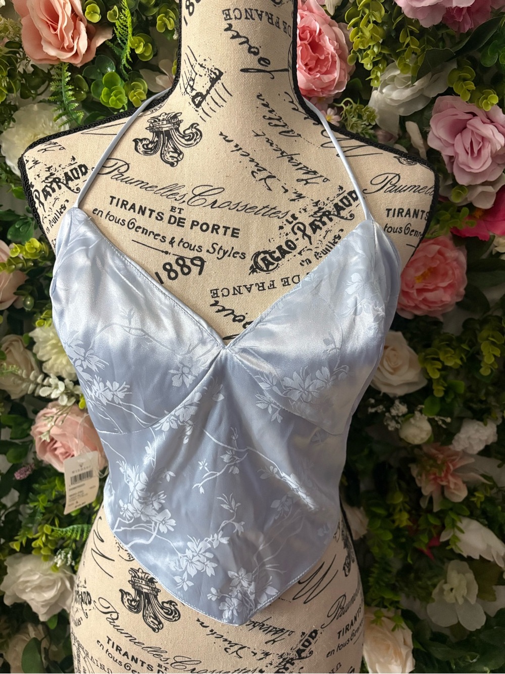 Windsor Light Blue Satin Floral Camisole